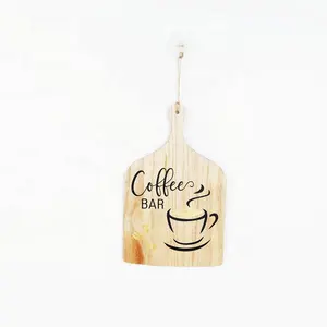 New Creative home wooden crafts listing home decoration coffee shop small wooden hanging pendant Coffee Bar Decor