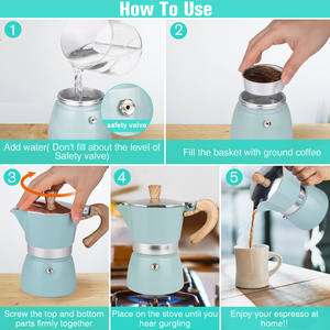 West Green personnalisé Portable en aluminium cuisinière Moka Pot cafetière 3/6Cup 150ml300ml petit expresso <span class=keywords><strong>cafetiere</strong></span> pour voyage Camping - Product Image 5