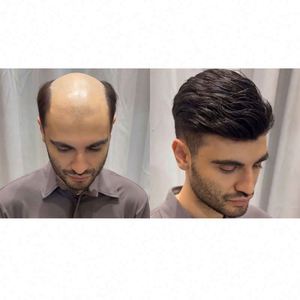 <strong>Highlight</strong> Color Thin PU Skin Base Natural Human <strong>Hair</strong> <strong>Men's</strong> Toupee - Product Image 4