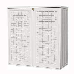 Vente en gros d'usine <span class=keywords><strong>Armoire</strong></span> <span class=keywords><strong>de</strong></span> rangement <span class=keywords><strong>de</strong></span> <span class=keywords><strong>jardin</strong></span> extérieure en résine plastique HDPE à double <span class=keywords><strong>porte</strong></span> étanche et résistante avec étagères en métal - Product Image 1