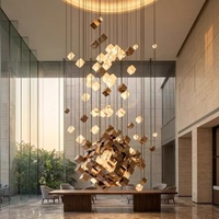 Lustre moderne en acrylique, design carré, suspendu, pour hall d'entrée de villa duplex, escalier, design LED