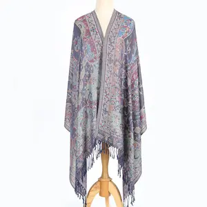 Yibaoli manufacturer pashmina imitation cotton polyester blended jacquard shawl scarf hijab women