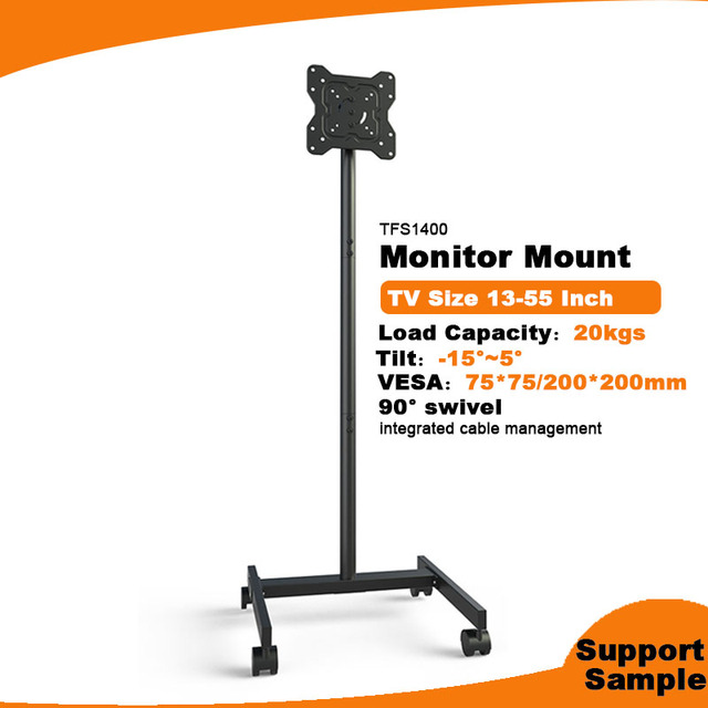 17-55" TV Cart Mobile TV Mount Height Adjustable TV Trolley Stand Monitor Floor Stand