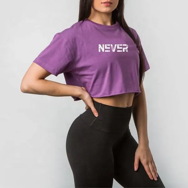 100% Cotton Tshirts Women Oversize Crop Top Cotton Tees With Custom Logo