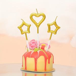 تخفيضات هائلة رائعة على شكل قلب مجموعة شموع لامعة على شكل قلب كعك القبعات العالية للزفاف زينة الذكرى السنوية للمنزل عيد ميلاد - Product Image 3