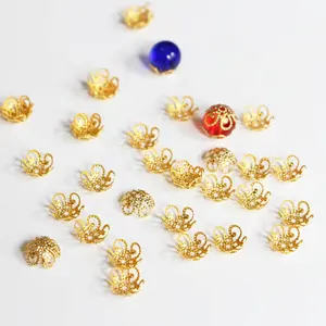10mm oro petalo fiore hollow Bead presa Bead End Spacer per gioielli fai da te che fanno collana braccialetto orecchino accessorio