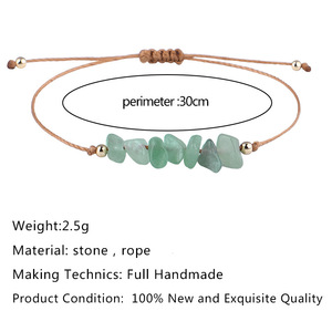 Nuevo diseño estilo bohemio Ojo de Tigre amatista playa pulsera creativa asimétrica grava piedra cruda moda pulsera trenzada - Product Image 5