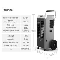 Déshumidificateur Industriel Professionnel 150 L/J pour Tôlerie, Roues Robustes 220 V