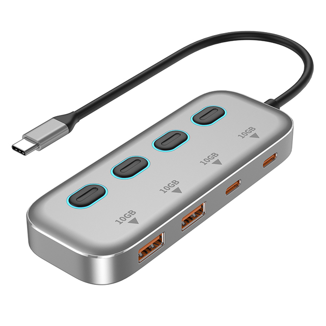 Aluminium Alloy 10Gbps 4in1 Type C Hub USB 3.2 Adapter With 2 Type C 3.2 and 2 USB-A 3.2 4 Ports USB C Splitter Extender for PC