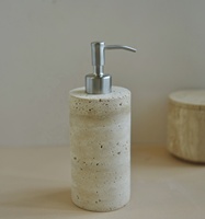 Haupt dekoration Naturstein Marmor Travertin Bad zubehör Set beige Travertin Flüssig seifensp ender