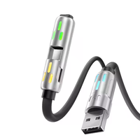 Cable de Carga Rápida USB-C 4 en 1 con Pantalla LED de 240W, Codo Giratorio para Teléfono, Laptop e Impresora