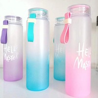 Vente en gros de gobelets colorés, bouteille en verre pour boisson, eau, jus, gobelet en verre givré pas cher, bouteille d'eau en verre pour le camping, la randonnée, boisson directe