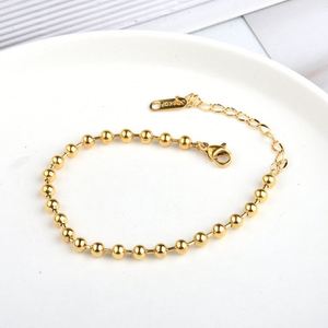 14K Solid <b>Gold</b> Filled Exaggerate 4Mm Big Ball <b>Beads</b> Ball Chain Stretch <b>Bracelet</b> <b>Gold</b> 3Mm 925 - Product Image 4