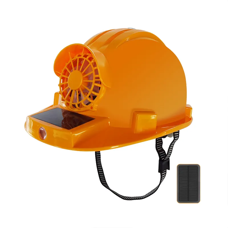 Solar Panel Power Safety Helmet Outdoor Cooling Cool Fan Safety Helmet with led light