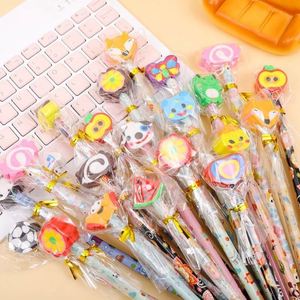 Crayons en bois HB créatifs pour enfants, avec tête d'animal mignonne, par paquet, pour le bureau et l'école, papeterie - Product Image 1
