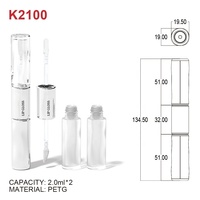 Contenant de maquillage vide personnalisé 2ml*2, tube pour rouge à lèvres liquide et brillant à lèvres, emballage de maquillage OEM de haute qualité, finition brillante