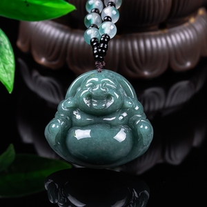 <span class=keywords><strong>Pendentif</strong></span> Bouddha ventru en jade de glace bleu <span class=keywords><strong>émeraude</strong></span>, matériaux anciens, type naturel, avec certificat, collier pour homme et <span class=keywords><strong>pendentif</strong></span> pour femme - Product Image 1