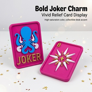 Ornement de bureau en relief de pieuvre, style carte Joker, imprimé en 3D, objet de collection, décoration d'intérieur - Product Image 1