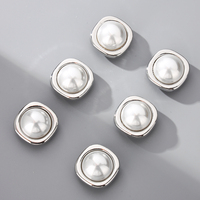 Kemeja sederhana dekorasi kancing mutiara, aksesori kancing logam untuk pakaian 15MM/20MM