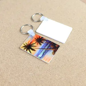 Großhandels preis Glanz Druckbare leere Tasche Tag DIY Foto Geschenke Rechteck FRP Kunststoff zweiseitige weiße Sublimation Schlüssel bund