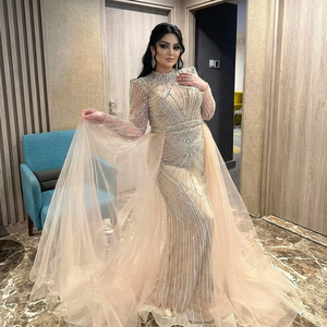 Serene Hill LA73203A Abiti da Sera a Sirena con Collo Alto e Maniche Lunghe, Eleganti Vestiti da Cerimonia con Perline e Sopragonna in <span class=keywords><strong>Tulle</strong></span> - Product Image 5