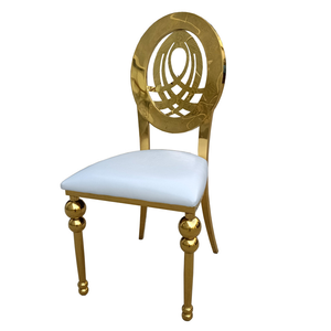 Chaise de salle à manger moderne en acier inoxydable à dossier creux, coussin en cuir, stable et empilable pour hôtels, mariages, événements, vente en gros et <span class=keywords><strong>location</strong></span> aux États-Unis - Product Image 5