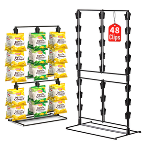 48 Clips Eisenmetall Schwarz Aufbewahrungsregal Hängeclip 3 Säulen Abnehmbares Gerät Platzsparendes Doppelseitiges Snack-Displayregal - Product Image 1