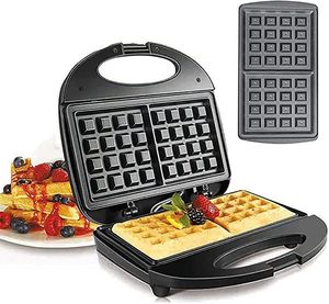 Machine à sandwichs et gaufres multifonctionnelle 2 tranches, électrique, facile à nettoyer, surface antiadhésive, grille-pain pour le petit-déjeuner - Product Image 1