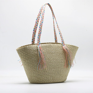 Nuevo Bolso de Hombro de Paja Tejida - Bolso Tote con Cintas de Colores para la Playa, Bolso Casual de Gran Capacidad para el Verano para Mujer - Product Image 4