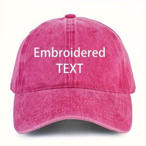 Custom Embroidered Terry Dobby Baseball Cap Vintage Washed Red Adjustable Cotton with White Text for Party Travel and Events - Product Image 2