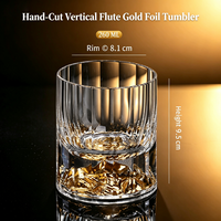 Vaso de whisky de cristal K9 sin plomo, tallado a mano con patrón Edo Kiriko de cebada, grabado, para whisky, bourbon, whisky escocés, licor, elegante.