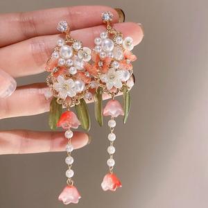 Kaimei 2022 boucles d'oreilles mode bijoux argent aiguille bohème longues perles acrylique boucle d'oreille super fée fleur gland boucles d'oreilles goutte - Product Image 1