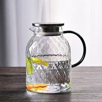 Carafe à eau en verre borosilicate de haute qualité 1,8 L, design en treillis prismatique, placage or, pot à eau froide, pichet à boisson pour la maison