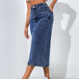 Bán Buôn Biểu Tượng Tùy Chỉnh Mắt Cá Chân Chiều Dài <span class=keywords><strong>A</strong></span>-<span class=keywords><strong>Line</strong></span> Denim Váy Slit Loose Phù Hợp Với Thời Trang Dạo Phố Phong Cách Phụ Nữ-Cho Mù<span class=keywords><strong>a</strong></span> Xuân Mù<span class=keywords><strong>a</strong></span> Hè Bên Bên - Product Image 5