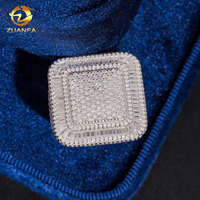 Nouvelle conception, style masculin, entièrement serti de micro-pavés, plaqué or blanc, hip-hop, moissanite, argent sterling 925, diamant, bague carrée pour homme