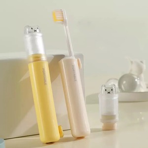 Ensemble de brosses à dents portables 2-en-1 avec rangement pour dentifrice, essentiel pour les voyages d'affaires et les déplacements, poils doux - Product Image 3