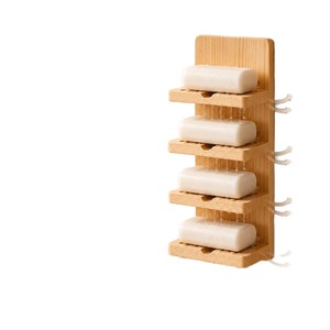 Soporte de jabón de madera para montar en la pared, estante de drenaje multicapa para almacenamiento de jabón en el baño - Product Image 5