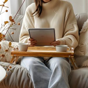 Vassoio da letto in acacia per <span class=keywords><strong>mangiare</strong></span>, vassoi per colazione <span class=keywords><strong>a</strong></span> letto, tavolino pieghevole in legno per divano - Product Image 6