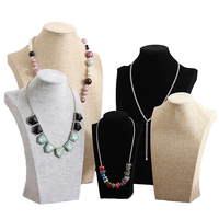 Présentoirs à bijoux en velours gris, noir et vert pour colliers, bustes de présentation de bijoux, mannequins pour vitrine de bijouterie