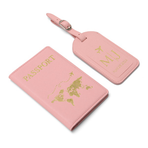 Porta Passaporto in Pelle PU <span class=keywords><strong>con</strong></span> Stampa a Caldo e Targhette per <span class=keywords><strong>Nomi</strong></span>, Ideale per Viaggi, Matrimoni e Viaggi d'Affari - Product Image 5