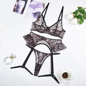 Nouvel Arrivage Ensemble de Lingerie Sexy Transparent pour Femme avec Porte-jarretelles et String, Motif Léopard Couleur Peau d'Animal - Product Image 6