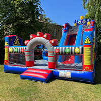 Château gonflable GMY jaune et vert, château gonflable énergétique, zone de jeu d'obstacles gonflable pour enfants