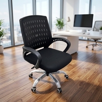Chaise de bureau exécutive ergonomique de qualité supérieure à dossier mi-haut, accoudoirs réglables, design minimaliste, structure en acier convertible pour chambre à coucher
