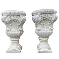 Produits en pierre de jardin, sculpture de pierre, pot de fleurs, sculpture en marbre blanc de luxe, jardinières