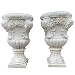 Produk Batu Taman Ukiran Batu Pot Bunga Mewah Ukiran Marmer Putih Pot Tanaman - Product Image 4