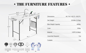 Multi-Use Plastic <strong>Folding</strong> <strong>Table</strong> Outdoor Kitchen <strong>Table</strong> Fish Cleaning <strong>Table</strong> With Sink Versatile Furniture - Product Image 4