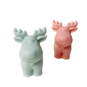 Meka KK931 <b>Christmas</b> Elk Candle Aromatherapy Decoration Disposable Handmade Baking Pinch <b>Silicone</b> Mold - Product Image 1