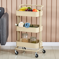 Chariot de légumes de cuisine utilitaire pliable chariot roulant polyvalent 3 niveaux en acier rangement mobile en métal Support de meubles de maison
