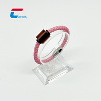 Bracelet en bois tressé pour homme avec logo gravé, perles NFC, cordon à breloque, puce RFID NTAG216, étanche et taille personnalisable