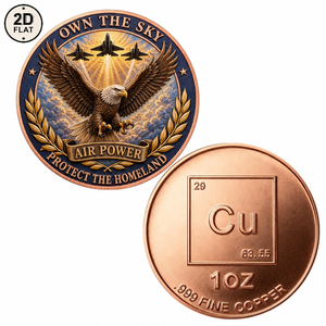 Pièce de monnaie en cuivre pur 999 de 1 once, personnalisée en gros, avec motif Aigle et Jets, symbole de la puissance aérienne et de la protection de la patrie, objet de collection commémoratif - Product Image 1